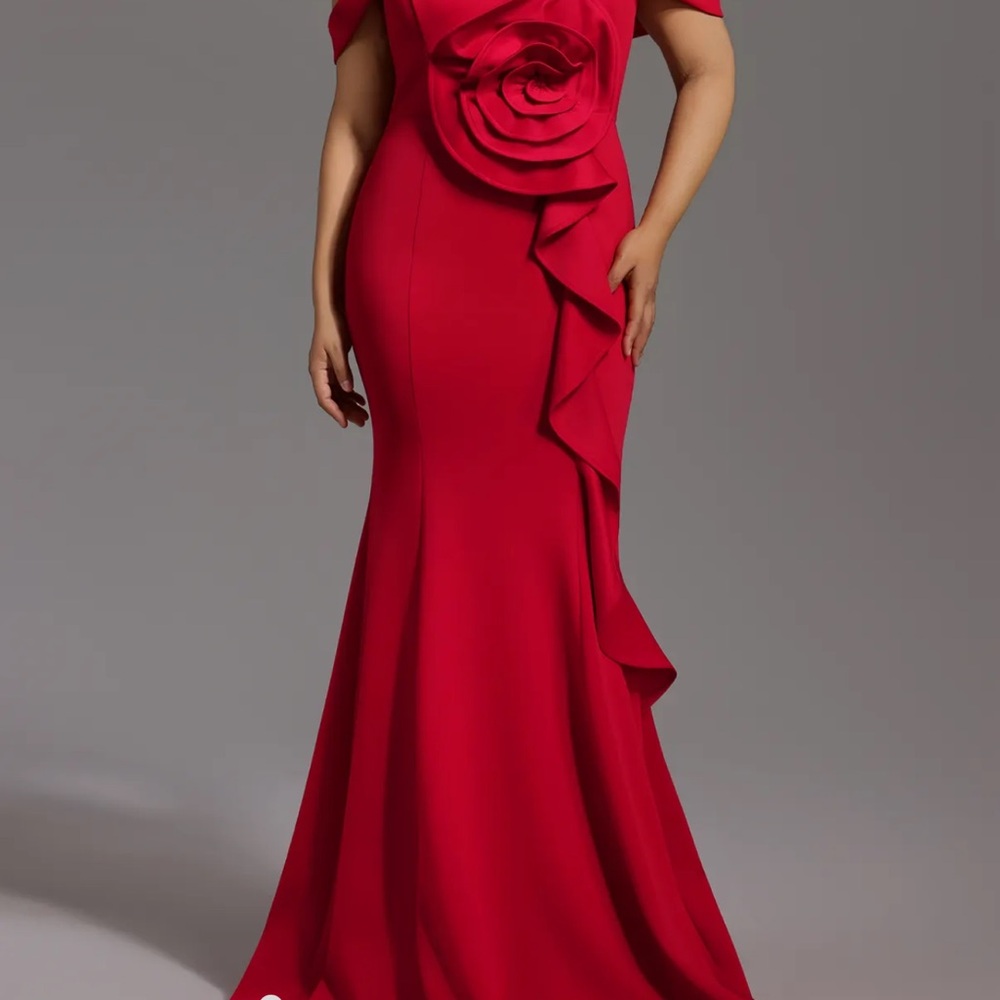 Belle by Kim Gravel One Shoulder Red Dress